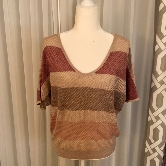 EXPRESS All-Over Lurex Double V-Neck Dolman Knit - Picture 7 of 9